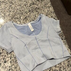 Aerie Light Blue Ribbed Crop Top